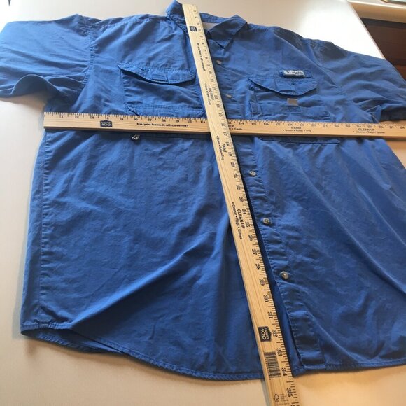 Columbia PFG Fishing Shirt Blue Mesh Lined Vent Back Hiking Camping Mens XL - Picture 7 of 9